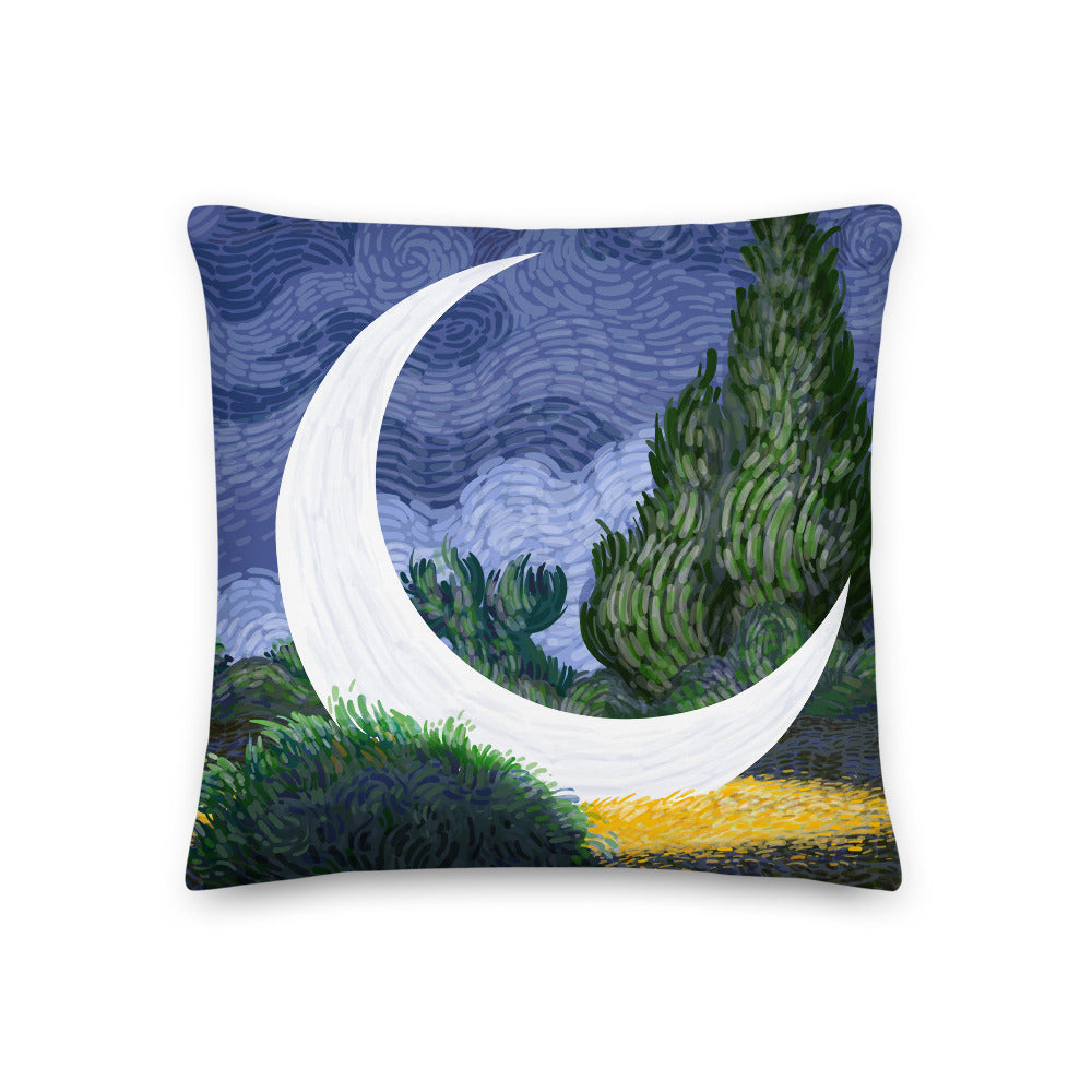 Moon in the wheat farm (Premium Pillow)