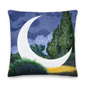 Moon in the wheat farm (Premium Pillow)