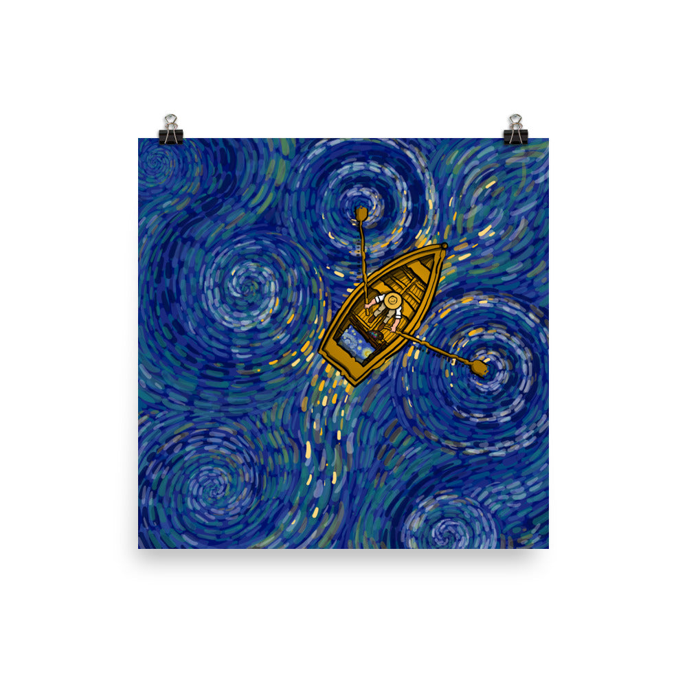 paddling in a starry lake